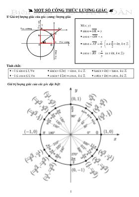 Toán 10 - Một số công thức lượng giác